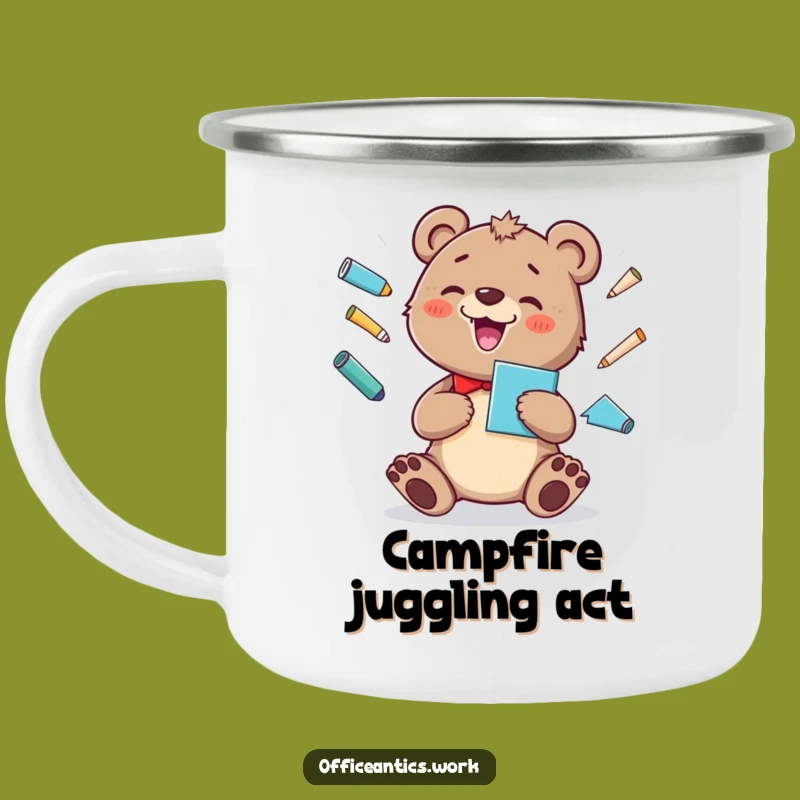 Durable Funny Bear Cub Camping Mug: Juggling Fun for Outdoor Adventures