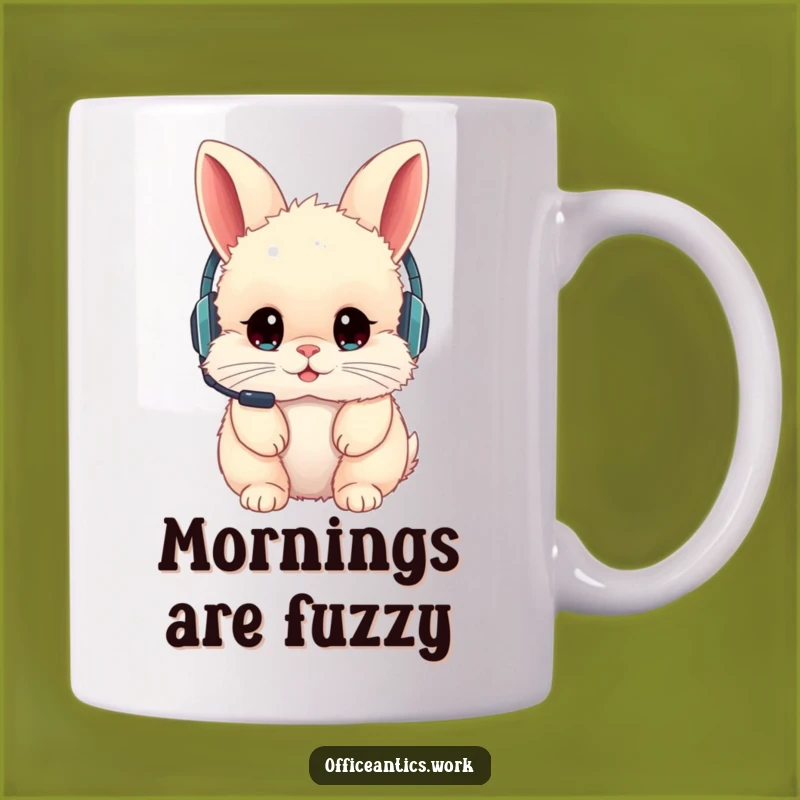 Funny Rabbit Headset Mug: Cute Tech Mishap Gift for Work From Home