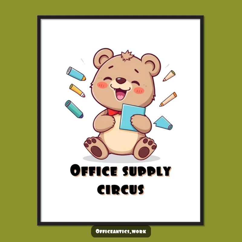 Funny Bear Cub Juggling Digital Art: Instant Download for Cheerful Decor