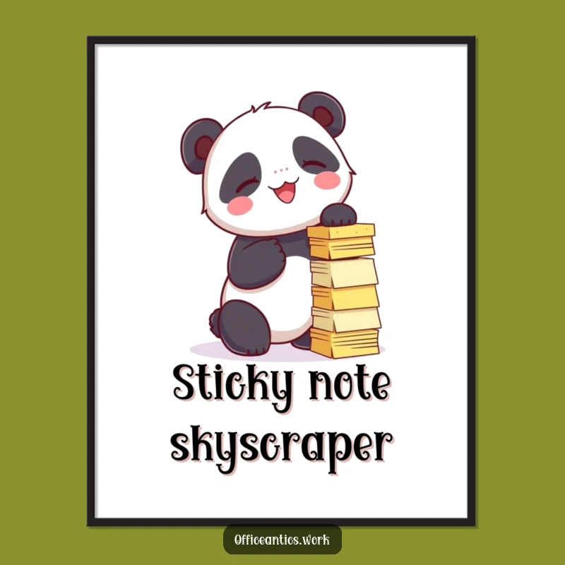 Funny Panda Sticky Note Digital Art: Instant Download for Whimsical Decor