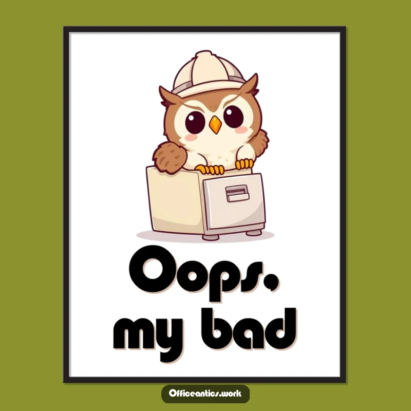Funny Owl Tripping Poster: Whimsical Office Decor for a Giggle