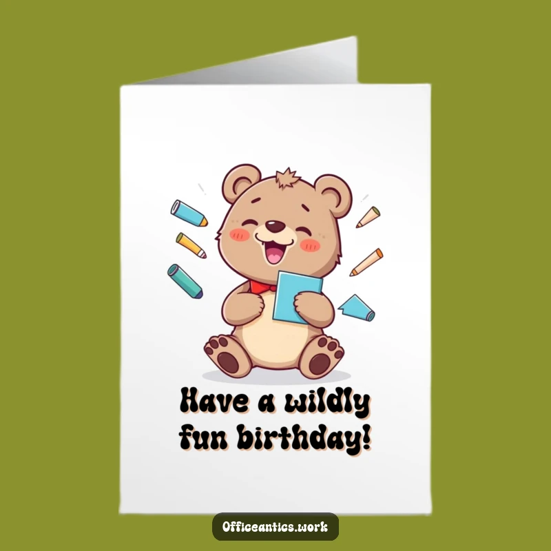 Free Printable Birthday Card: Juggling Bear Cub, Hilarious DIY Downloadable Gift