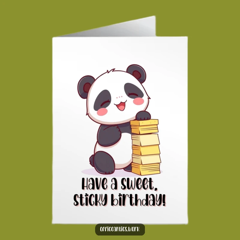 Free Printable Birthday Card: Panda Sticky Note Tower, Hilarious DIY Downloadable Gift
