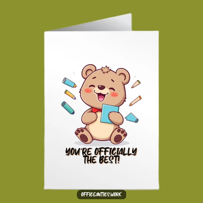 Free Printable Congrats Card: Juggling Bear Cub, Unique DIY Downloadable Gift