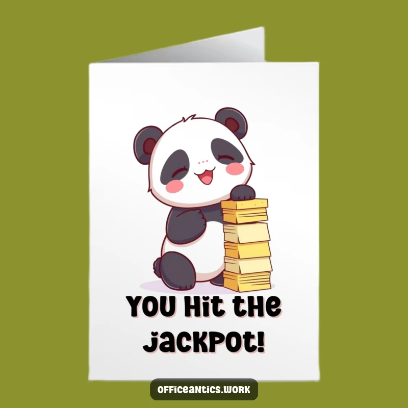 Free Printable Congrats Card: Panda Sticky Note Tower, Unique DIY Downloadable Gift