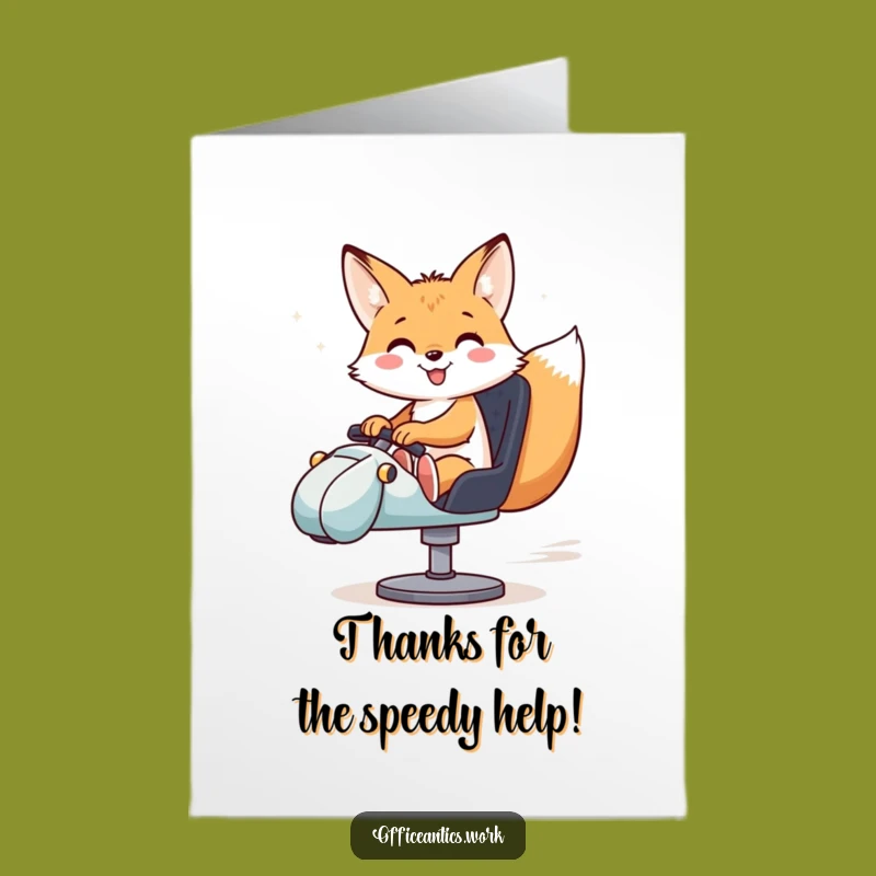 Free Printable Thank You Card: Fox Race Car Rider, Whimsical DIY Downloadable Gift
