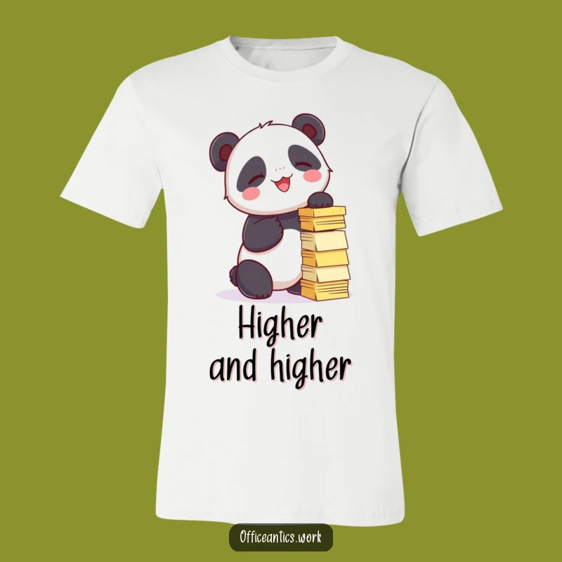 Funny Panda Sticky Note T-Shirt: Cute Giggling Tower Builder Tee