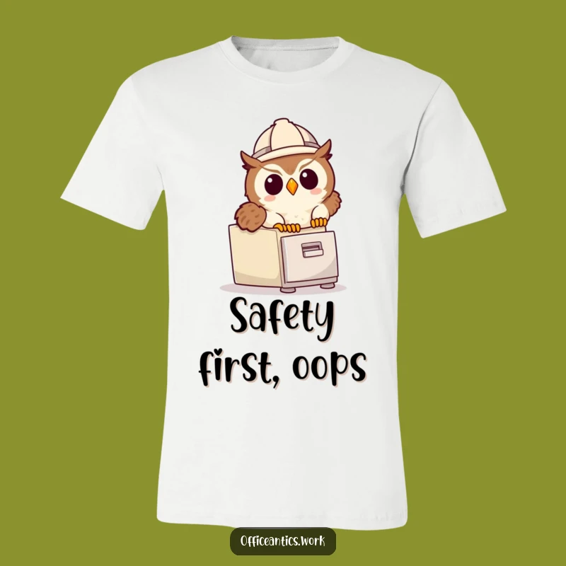 Funny Owl Tripping T-Shirt: Adorable Cartoon Accountant Hard Hat Tee