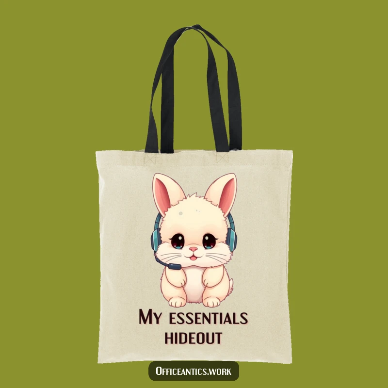 Funny Rabbit Headset Tote Bag: Carry Your Tech Woes with Style